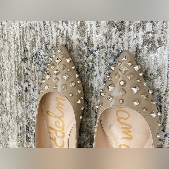 Sam Edelman Savana Studded Ballet Flats Size 9 M Nude Beige Pointed Toe Patent - Picture 3 of 8
